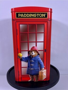 Paddington in Peru Red Phone Booth Tin Storage Bucket Tin 220 oz